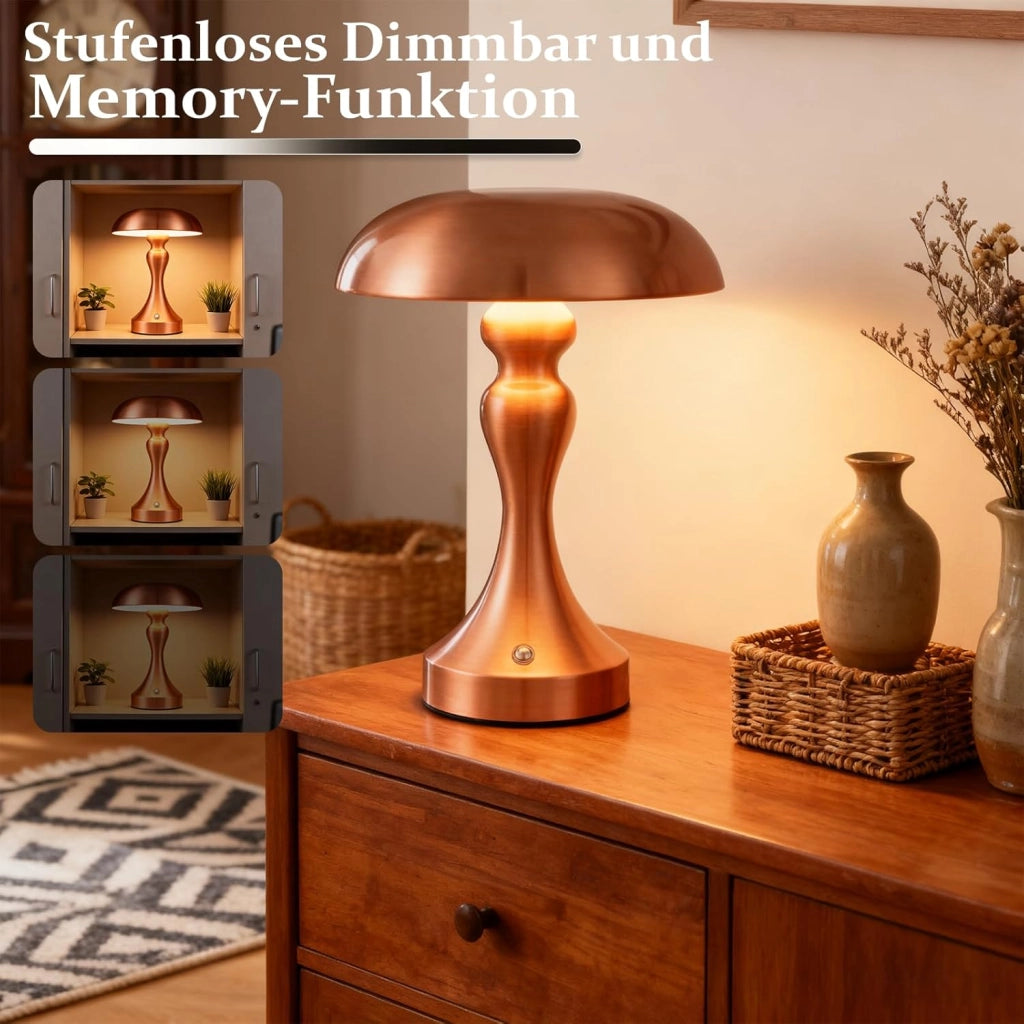 ZMH Lampada da tavolo LED wireless touch dimmerabile retrò vintage USB ricaricabile per comodino camera letto