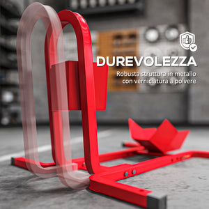 Blocca Ruota Moto 60x55x43 cm Regolabile su 3 Livelli da 250 kg max in Metallo Rosso