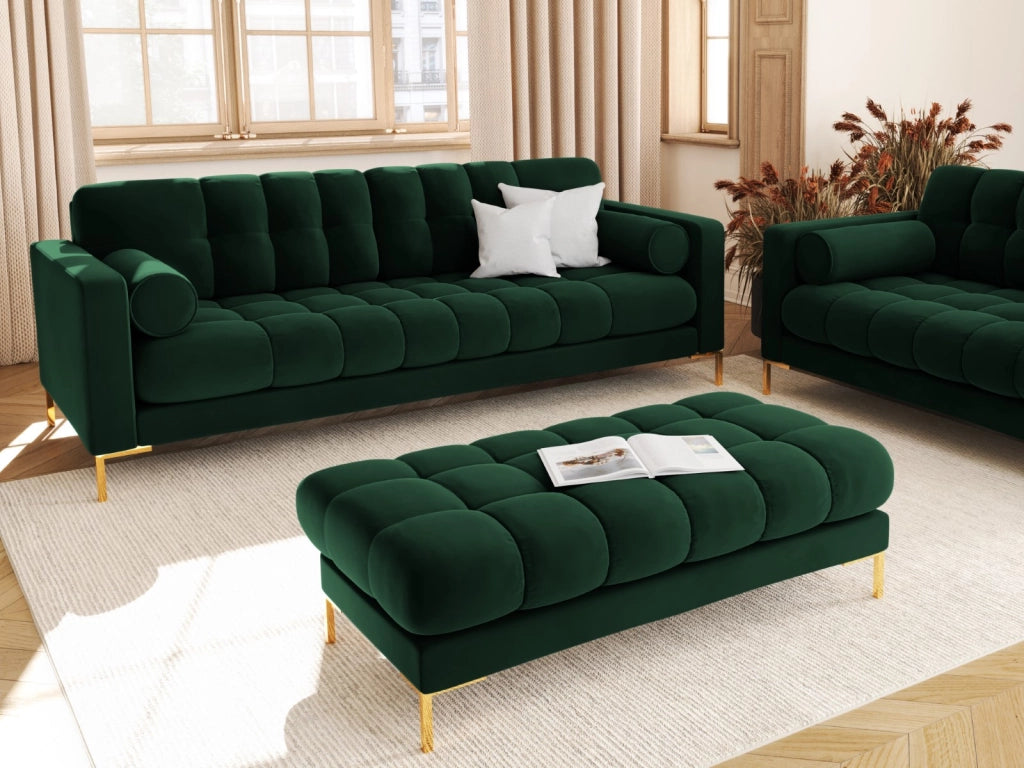 Cosmopolitan Design - Divano "Bali" 4 posti in velluto verde bottiglia 