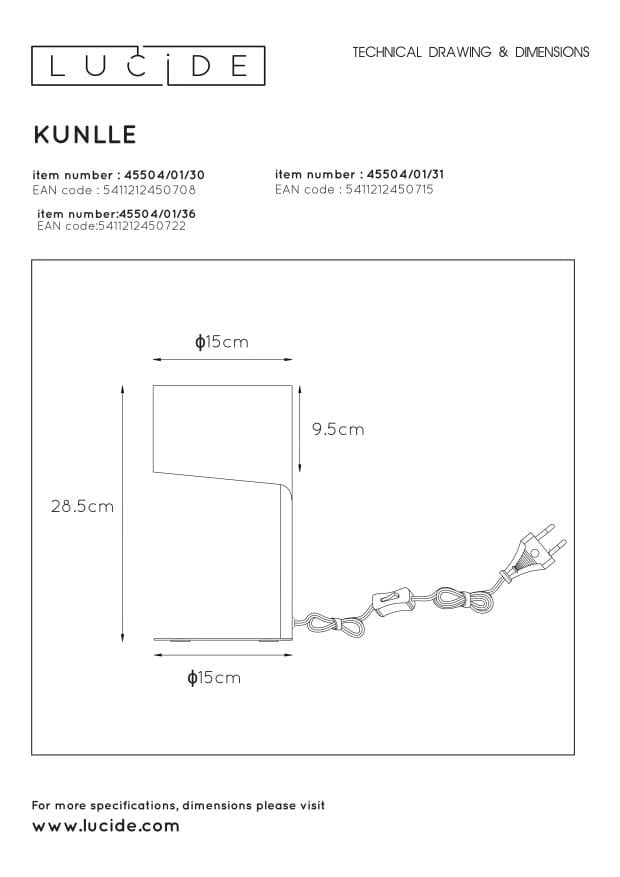Lucide lampada da tavolo Knulle antracite E14 40W 45504/01/36