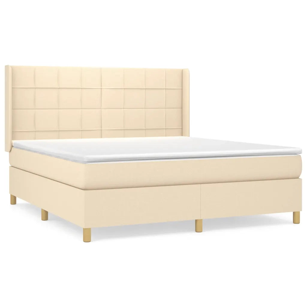 Giroletto a Molle con Materasso Crema 180x200 cm in Tessuto 3132014