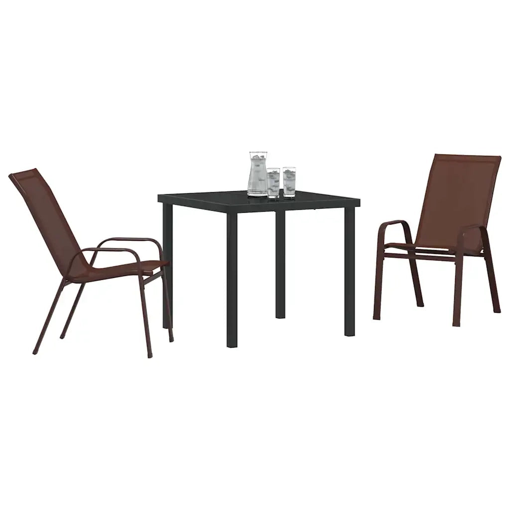 Set da Pranzo per Giardino 3 pcs Marrone e Nero