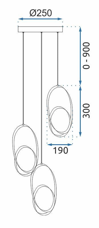 Lampada A Sospensione Led G082-3cpr Gold