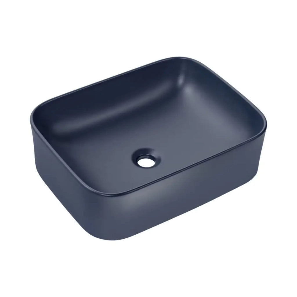 Set ICON bianco: mobili sottolavabo 140cm con nicchie visibili + due lavabi da appoggio blu + specchio + LED + colonna