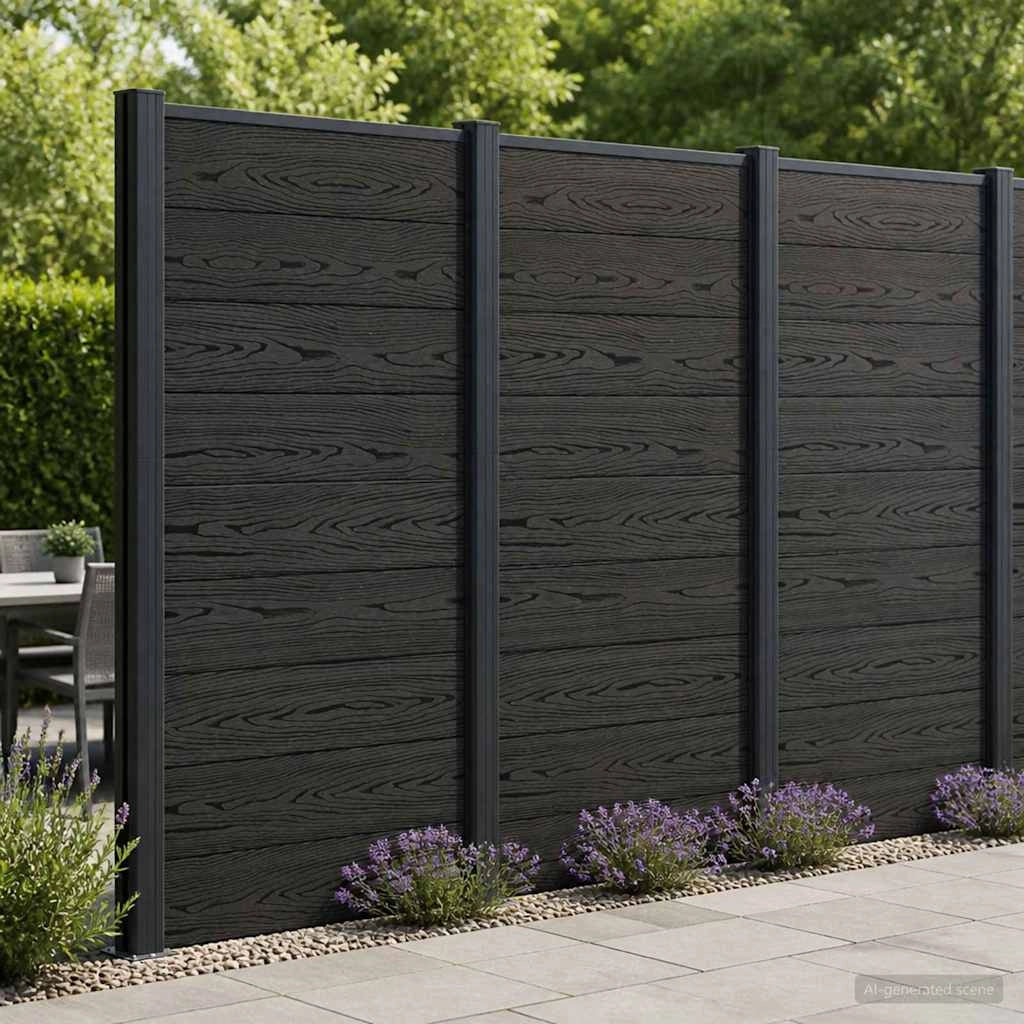 Pannello di Recinzione 95 x 186 cm WPC e Alluminio Nero 42039078