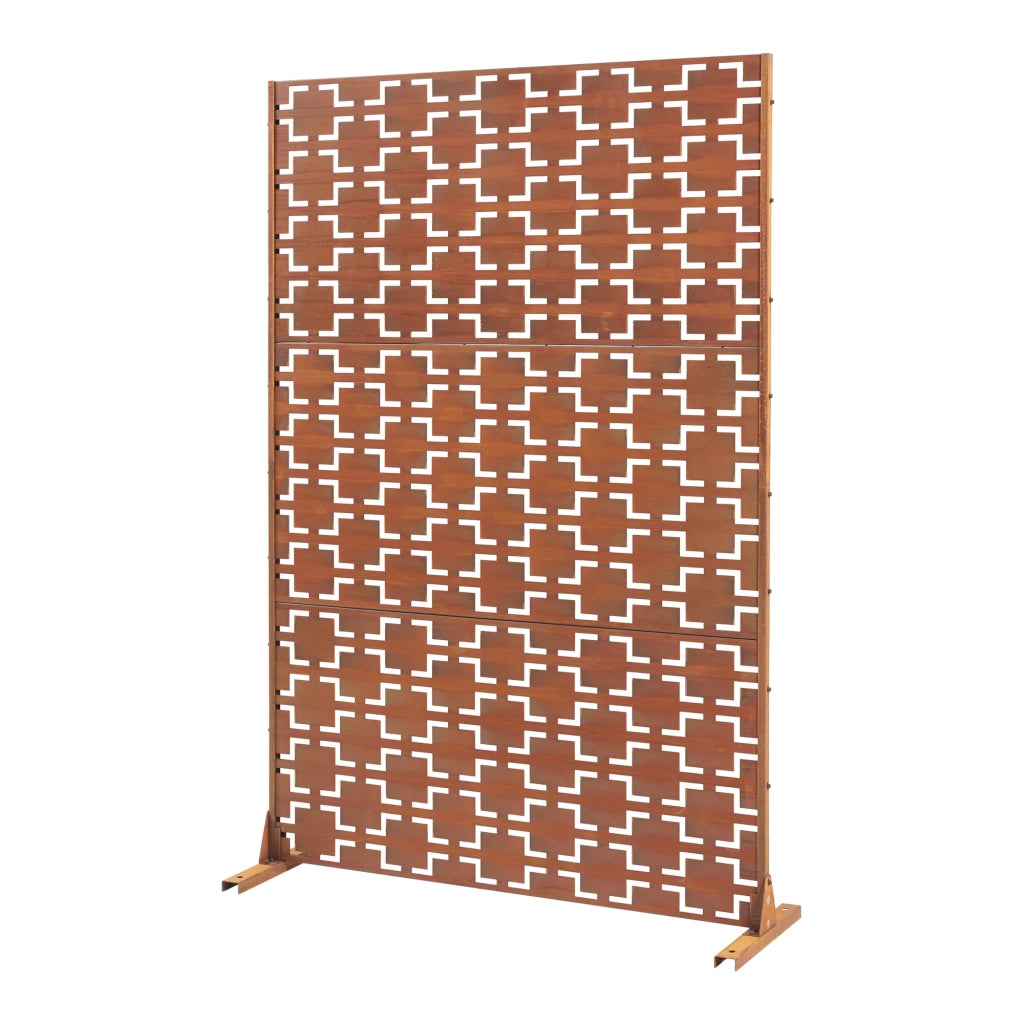 Parete divisoria per uso esterno e interno 180 x 120 x 40 cm acciaio zincato marrone ruggine 03_0009269