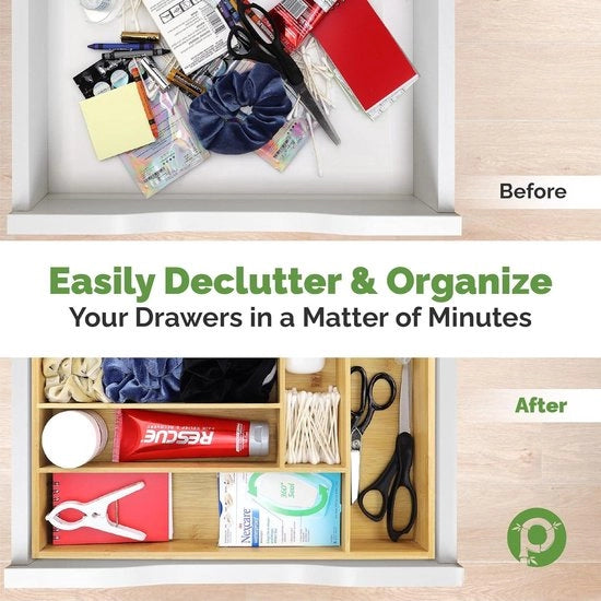Organizzatore per accessori da cucina - Organizzatore in legno per lade extra profondo con 6 alloggiamenti