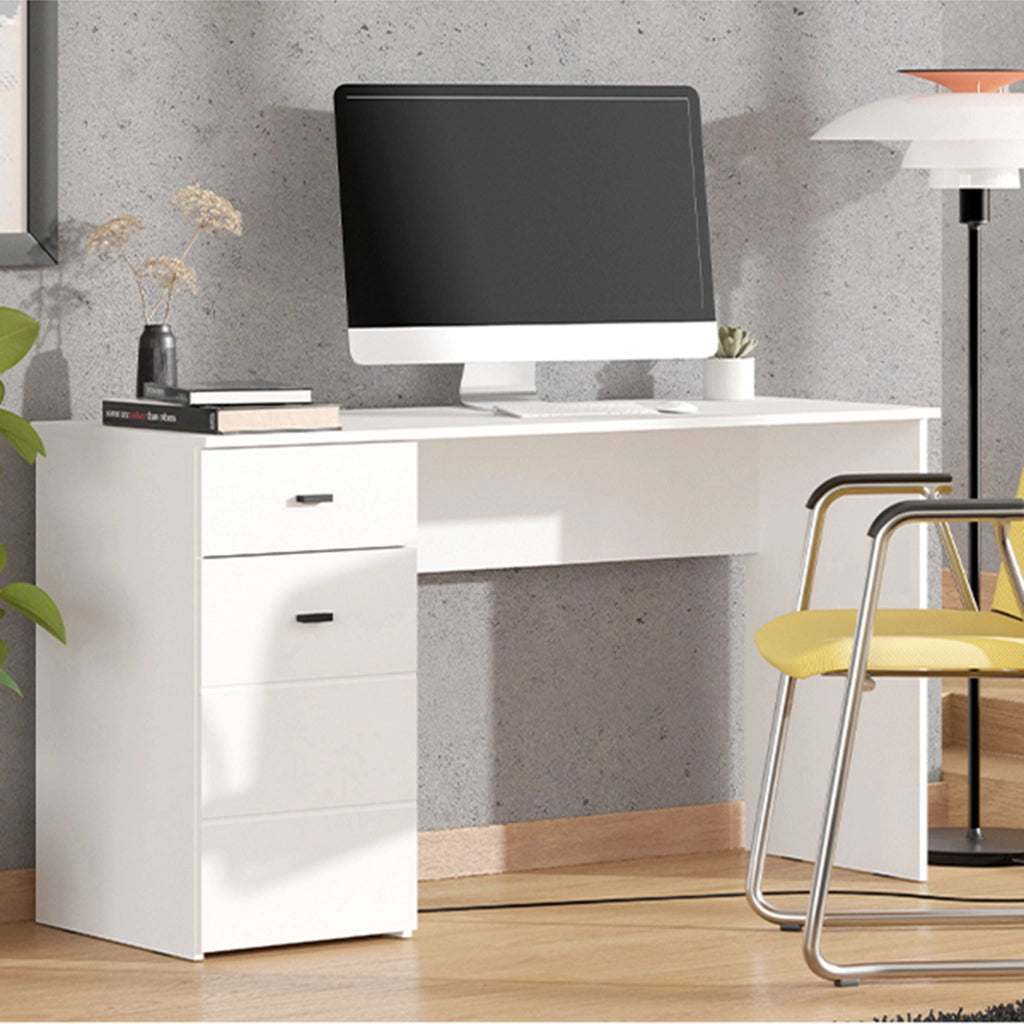 Porven, Scrivania un Cassetto, 140x50x77h cm Bianco Opaco