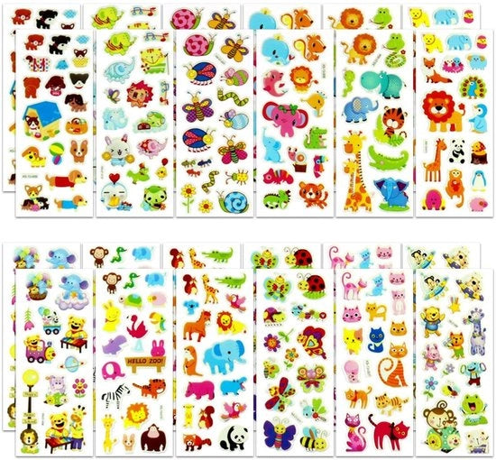 Etichette per animali 24 pezzi - Etichette cartoon - Etichette di identificazione - Resistenti all'acqua - Multicolori - Adatti per bambini