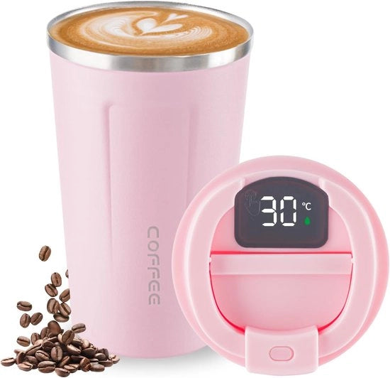 Bicchiere di Acciaio Inossidabile per la Conservazione del Calore - Bicchiere con Display della Temperatura, Progettato per Evitare Le Fughe, Ideale per Caffè, Tè e Birra