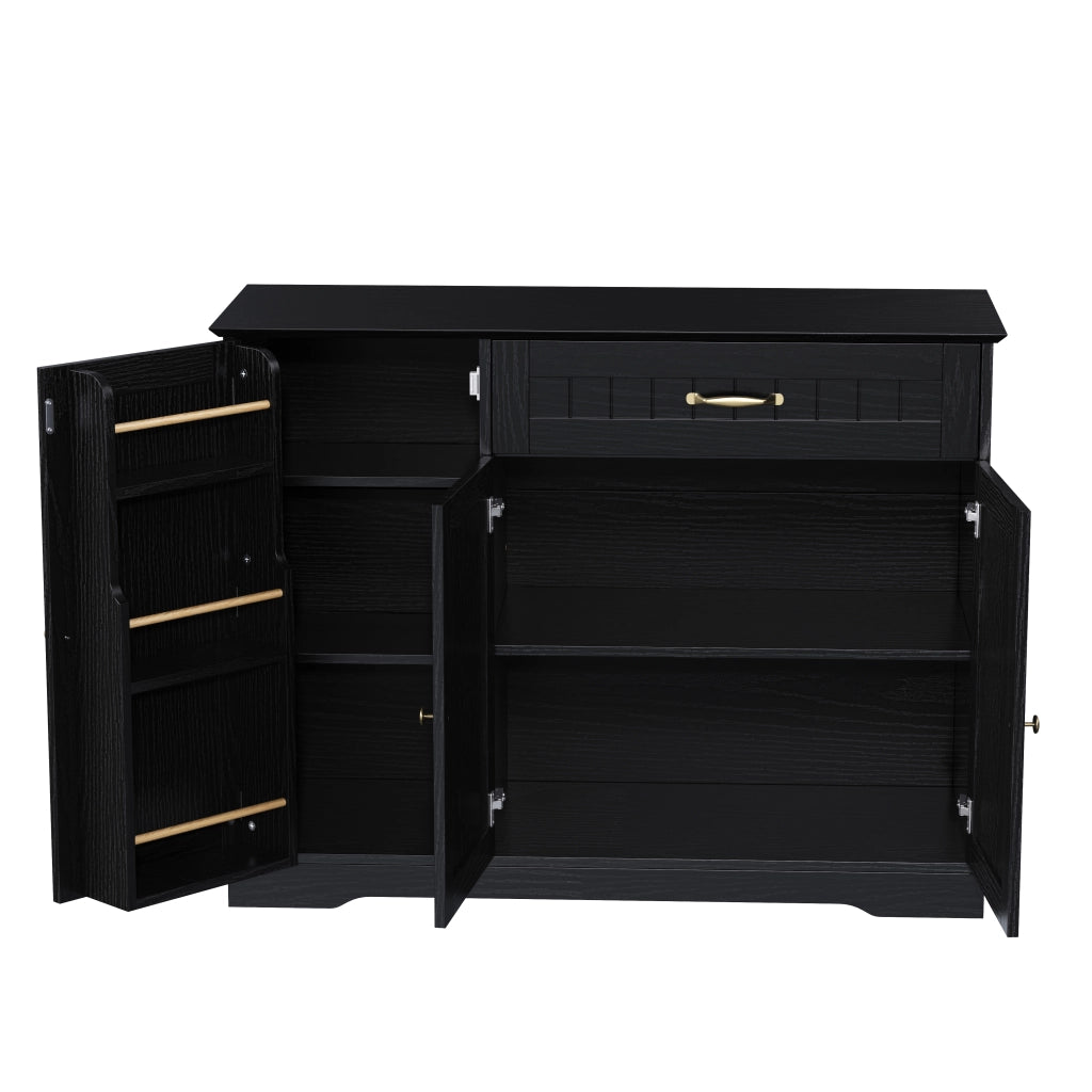 Credenza moderna con 3 ante e cassetto - Zephmum - Elegante, per soggiorno e ingresso (Nero)