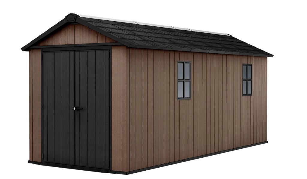 Casetta Box da Giardino 230x539x246 cm Newton Plus 7517/1775 Doppia Opzione Montaggio in Resina Evotech+ Marrone