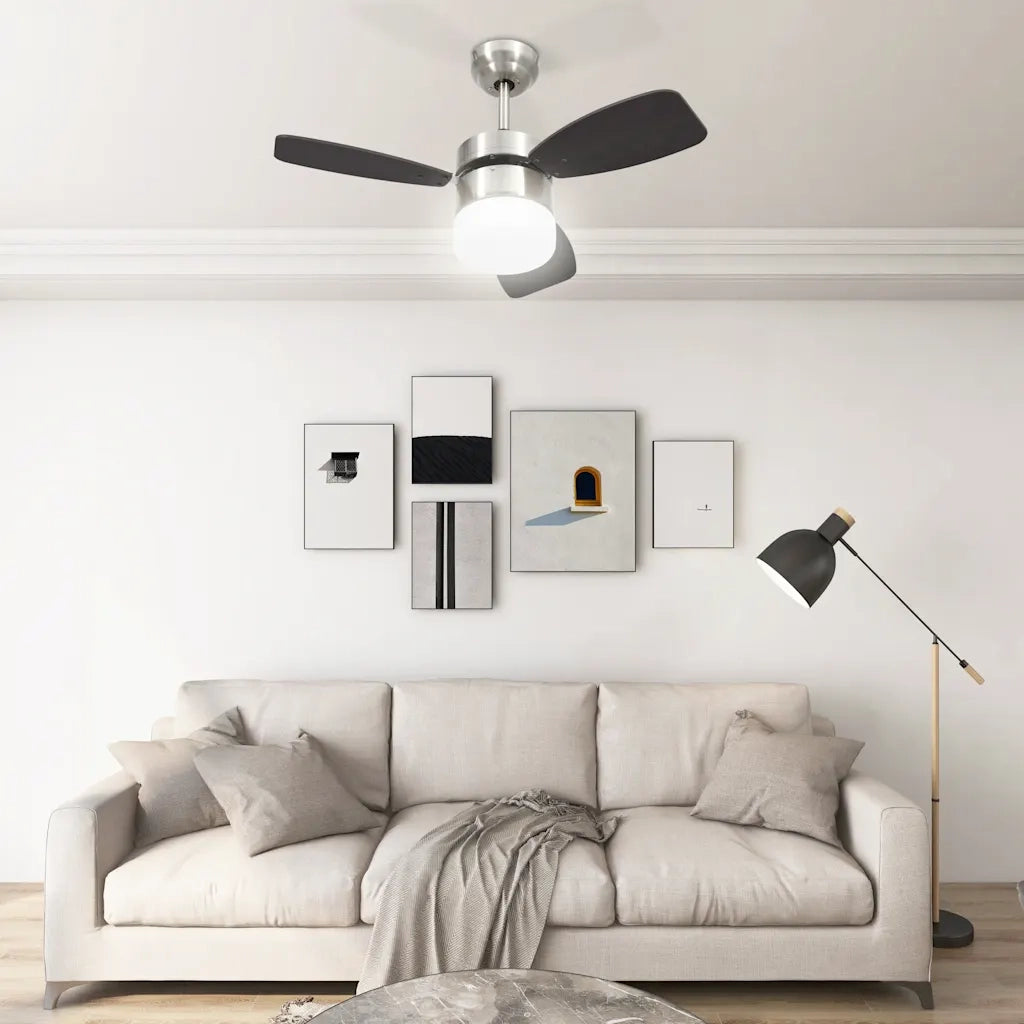 Ventilatore Soffitto con Luce e Telecomando 76 cm Marrone Scuro CFW1316372