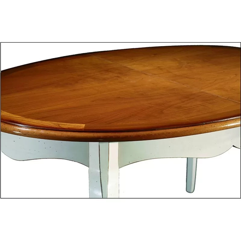 Tavolo ovale classico allungabile bianco/naturale l.160 x p. 110 h.78 - Mobili 2G
