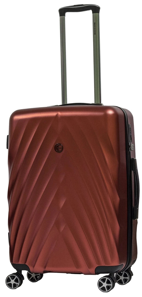 Set 3 Valigie Trolley Rigide in PET 4 Ruote TSA Ravizzoni Diamante Rosse