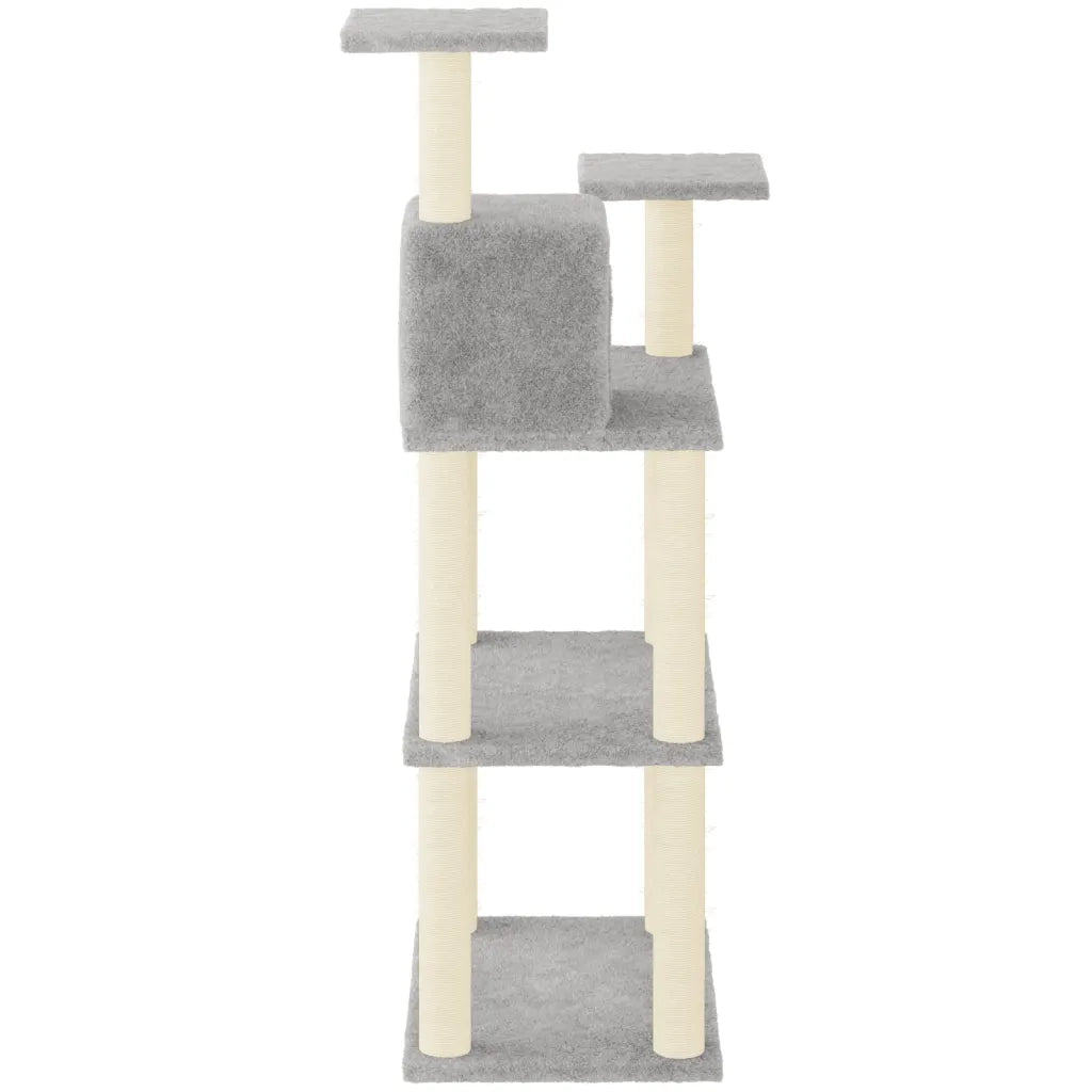 Albero per Gatti con Tiragraffi in Sisal Grigio Chiaro 118,5 cm 171428