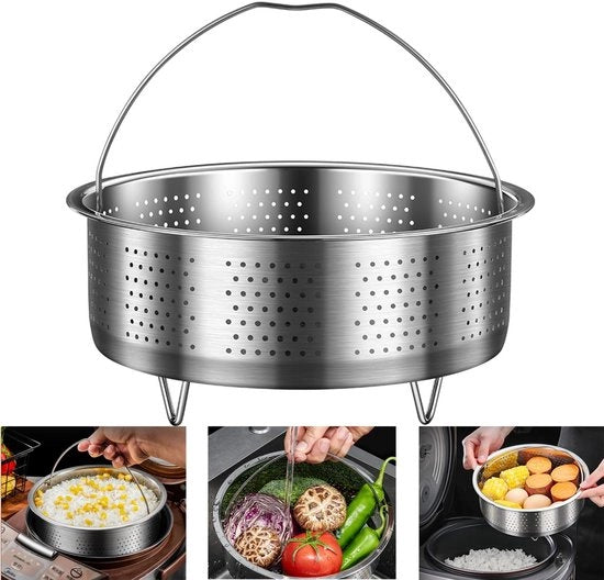 Stomacello in Rame Inox - Strumento per Verdure per Instantpot - Costruzione Metallica Duratura - Design Sicuro Argentato - 22 Cm di Diametro - 1 Pezzo - Adatto per Broccoli e Cucina