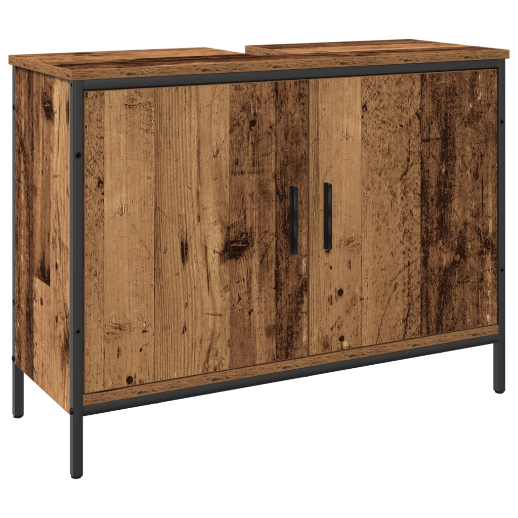 Set di mobili da bagno 4 pezzi - Legno vecchio - Legno ingegnerizzato