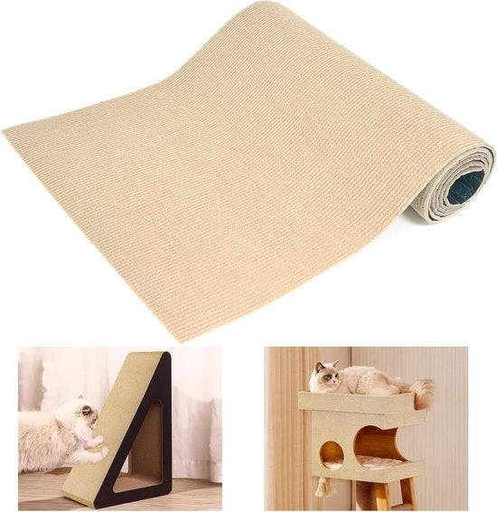 Matte da gatto autoadesiva 200x40cm - Mattonella DIY tagliabile per proteggere tappeti, divani e mobili (Khaki)