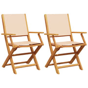 Sedie da Giardino 2 pz | Sedie da Esterno Beige Legno Massello di Acacia e Tessuto