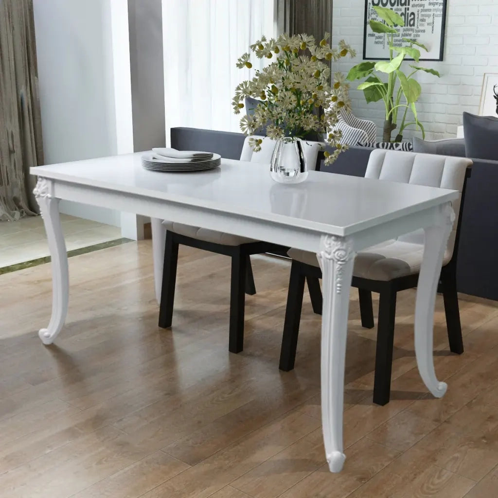 Tavolo da Pranzo | Tavolo da cucina 116x66x76 cm Bianco Lucido