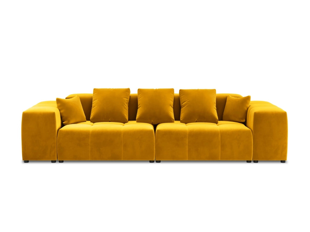 Cosmopolitan Design - Divano modulare "Rome" 3 posti in velluto giallo 