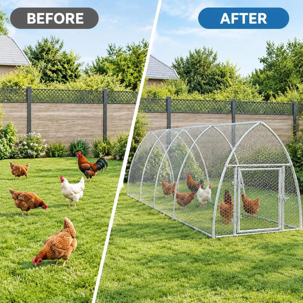 Rabbit Hutch, Silver, 300x105x120 Cm, Galvanized Steel