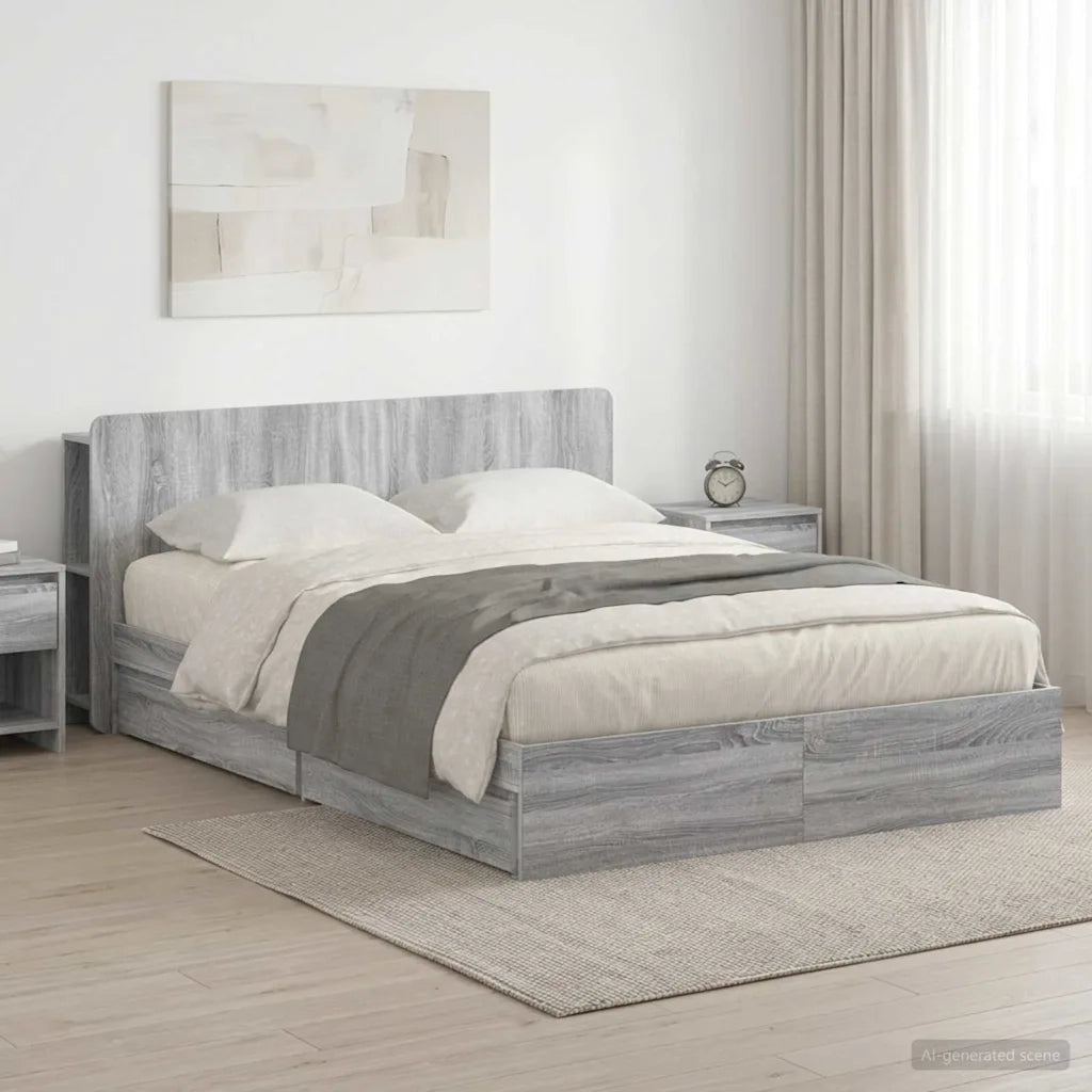 Telaio del letto con storage Sonoma grigio 140 x 200 cm