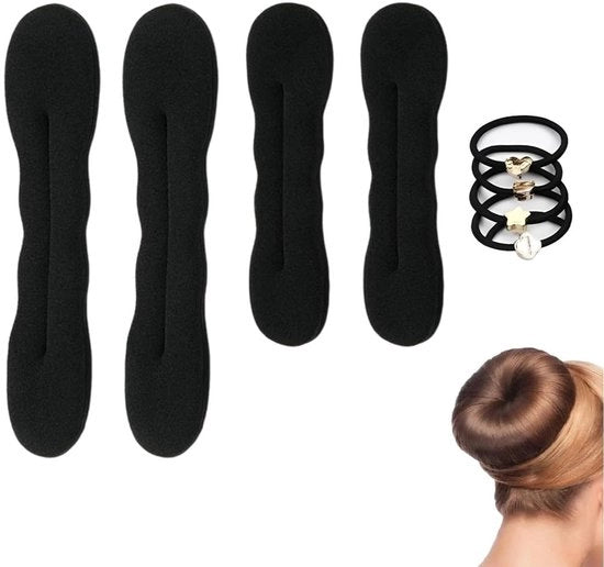 Set di nodi capelli donut a 4 pezzi - materiale duraturo - 2 dimensioni - produttore di nodi capelli - invisibile e resistente