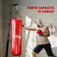 Supporto Sacco da Boxe Regolabile in Altezza e Autoportante con Base Triangolare, 170x90x182-225 cm, Nero