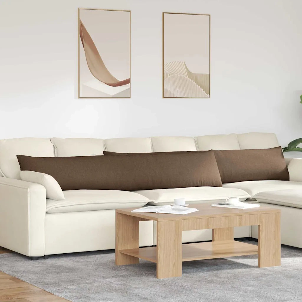 Cuscini da Divano 2 pcs Marrone 200 x 40 cm Tessuto