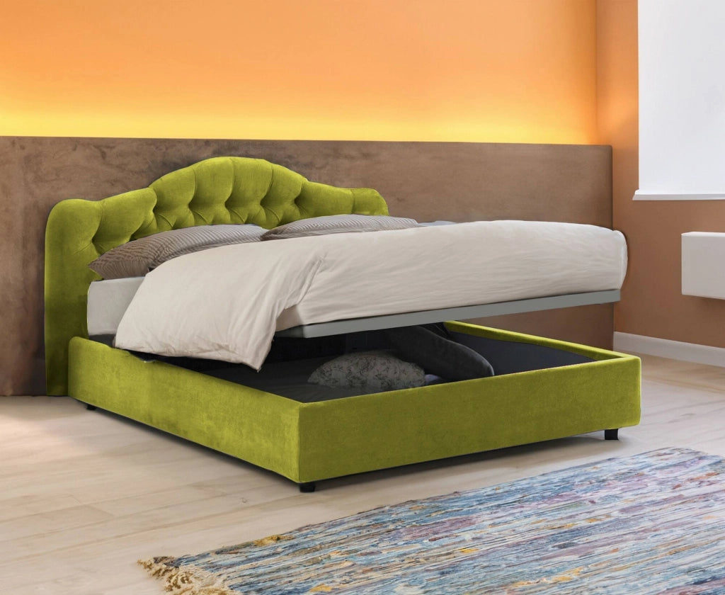 Letto Matrimoniale Aly, Letto Matrimoniale Sfoderabile Made in Italy, Verde