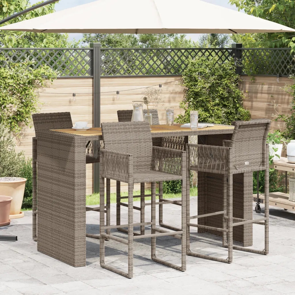 Tavolo Bar da Giardino Piano in Acacia 185x80x110 cm Polyrattan 368701