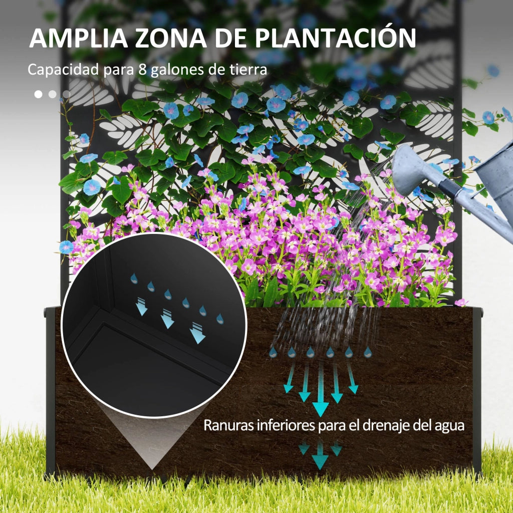 Giardiniera da Parete con Pannello Privacy ¨C Zephmum ¨C Nero 61x23x113 cm