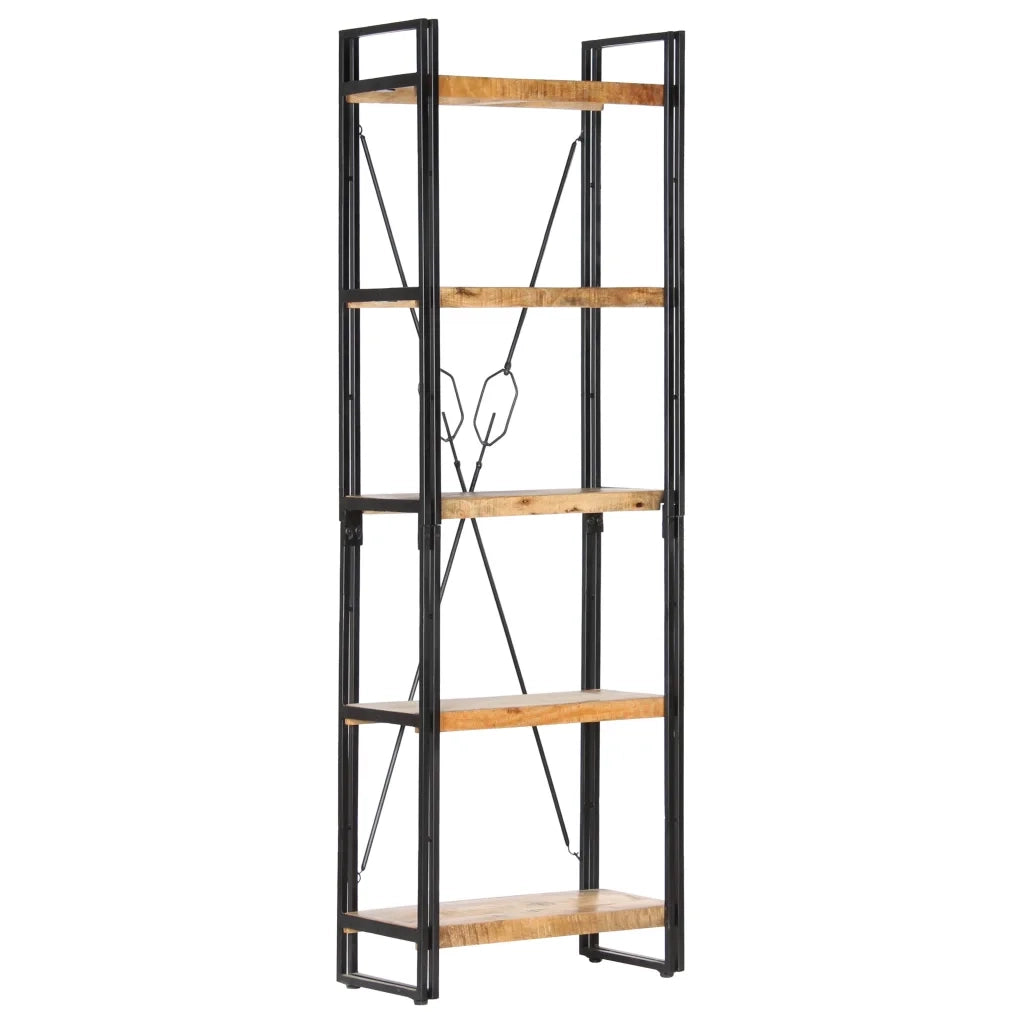 Libreria a 5 Ripiani-Scaffale per Libri-Mobile di Stoccaggio 60x30x180 cm in Legno Massello di Mango