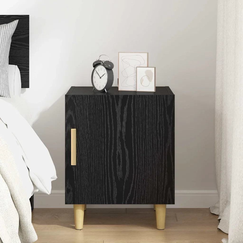 Comodino | Armadio da Notte | Mobiletto da notte Rovere Nero 40 x 40 x 50 cm Legno multistrato