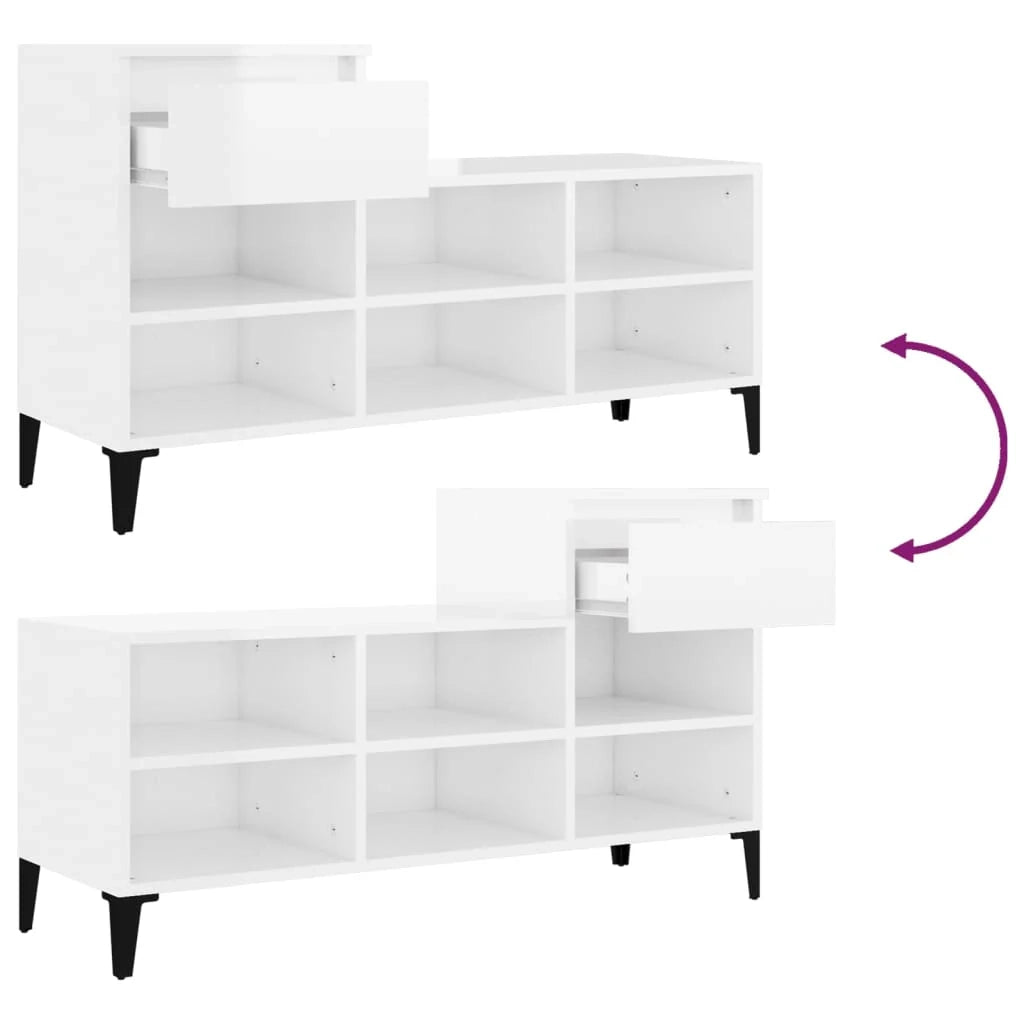 Scarpiera mobile contenitore per scarpe mobile contenitore per ingresso/corridoio/soggiorno finitura lucida 102 x 36 x 60 cm legno ingegnerizzato bianco 02_0021292