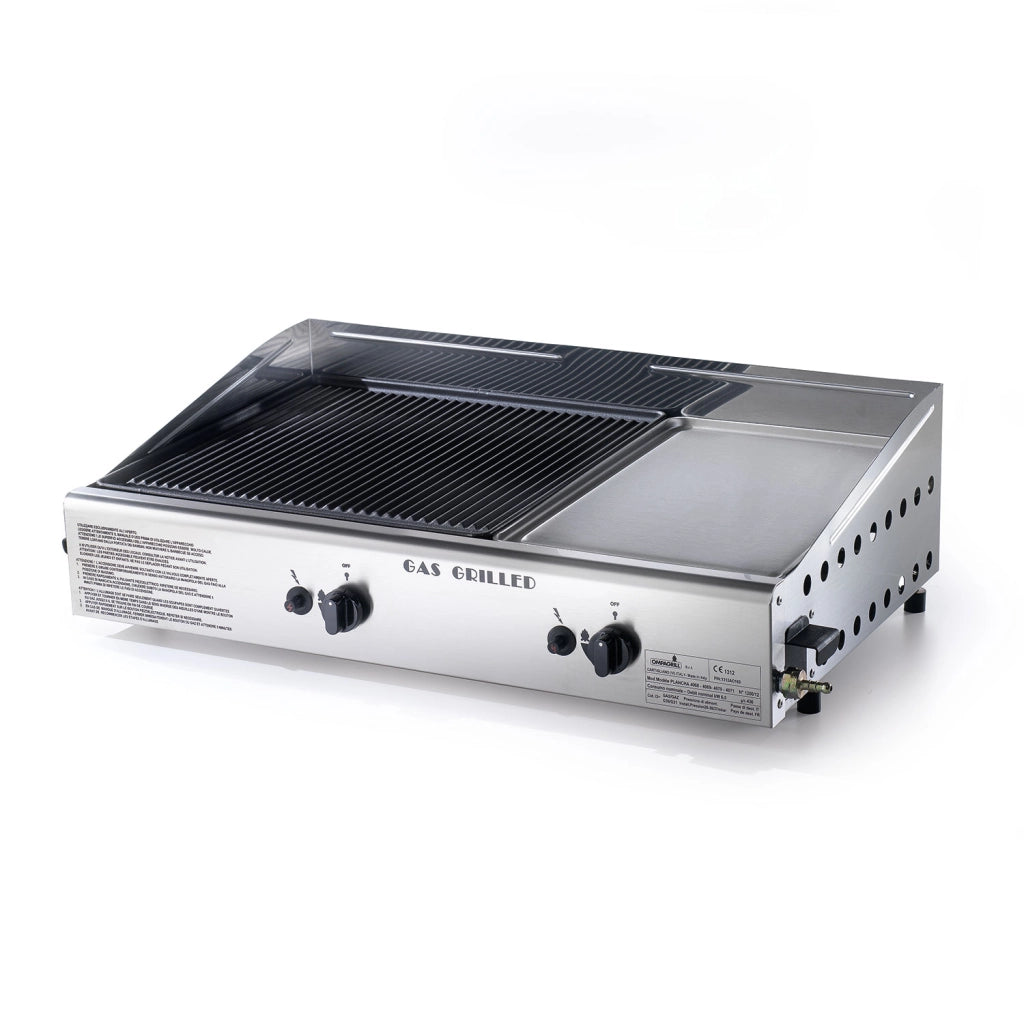 Doppia Piastra di Cottura Ompagrill Plancha Double 0470/M Alimentazione a Gas GPL e Metano con Accensione Piezoelettrica
