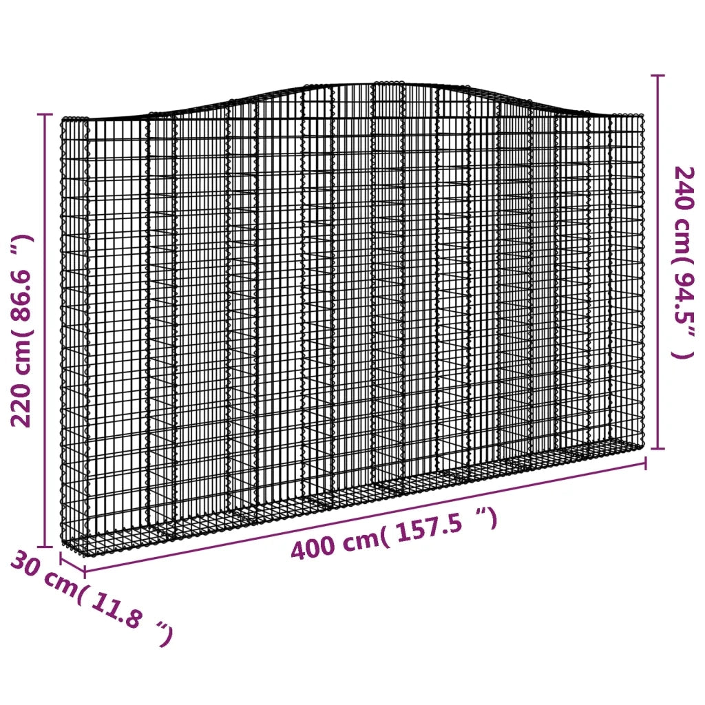 Cesti Gabbioni ad Arco 5 pz 400x30x220/240 cm Ferro Zincato