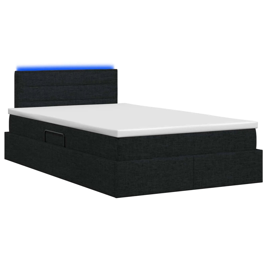 Letto con contenitore LED e materasso Nero 120 x 200 cm Tessuto 3458993