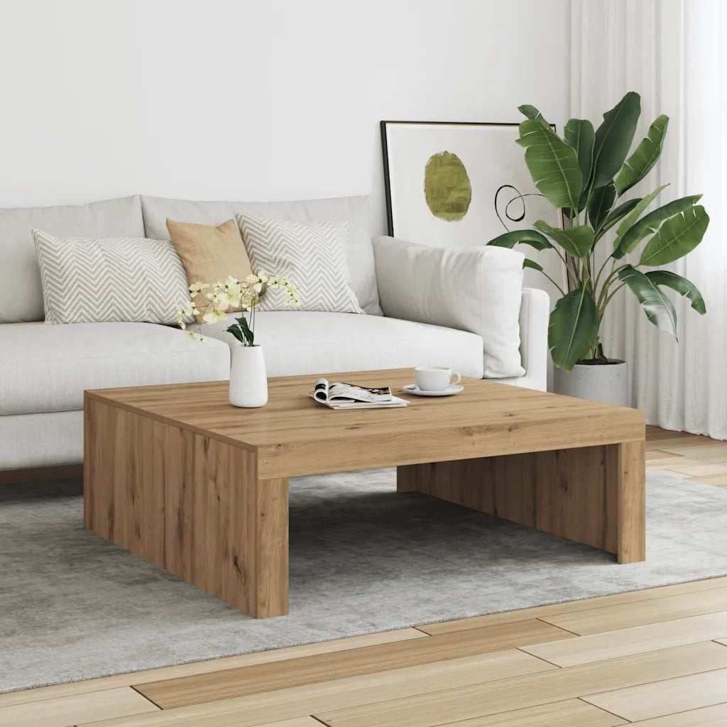 Tavolino salotto | Tavolino da caff¨¨ | Tavolino da Soggiorno Rovere Artigianale 100x100x35 cm in Truciolato