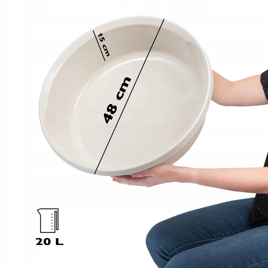 Bacinella per bucato KADAX da 20 litri, grande contenitore rotondo in plastica.