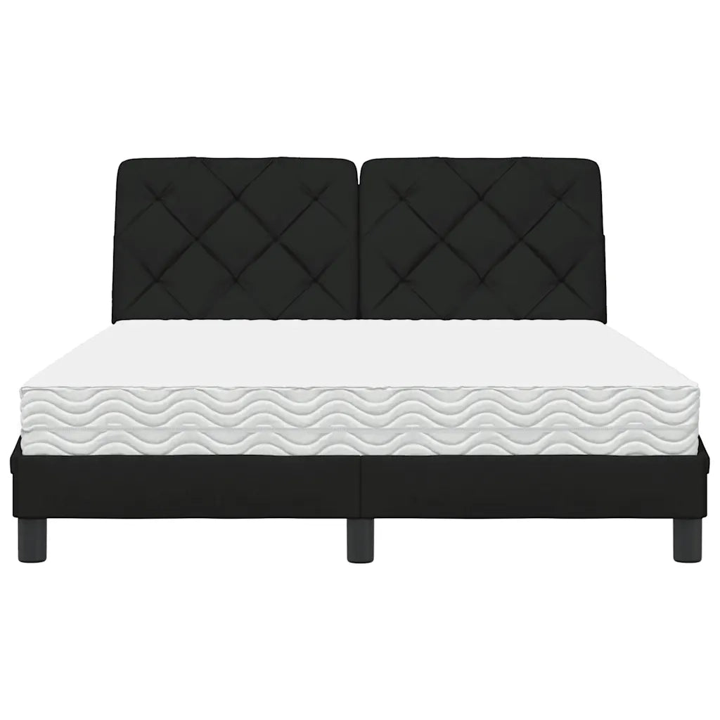 Letto con Materasso Nero 140x200 cm in Tessuto 3310743