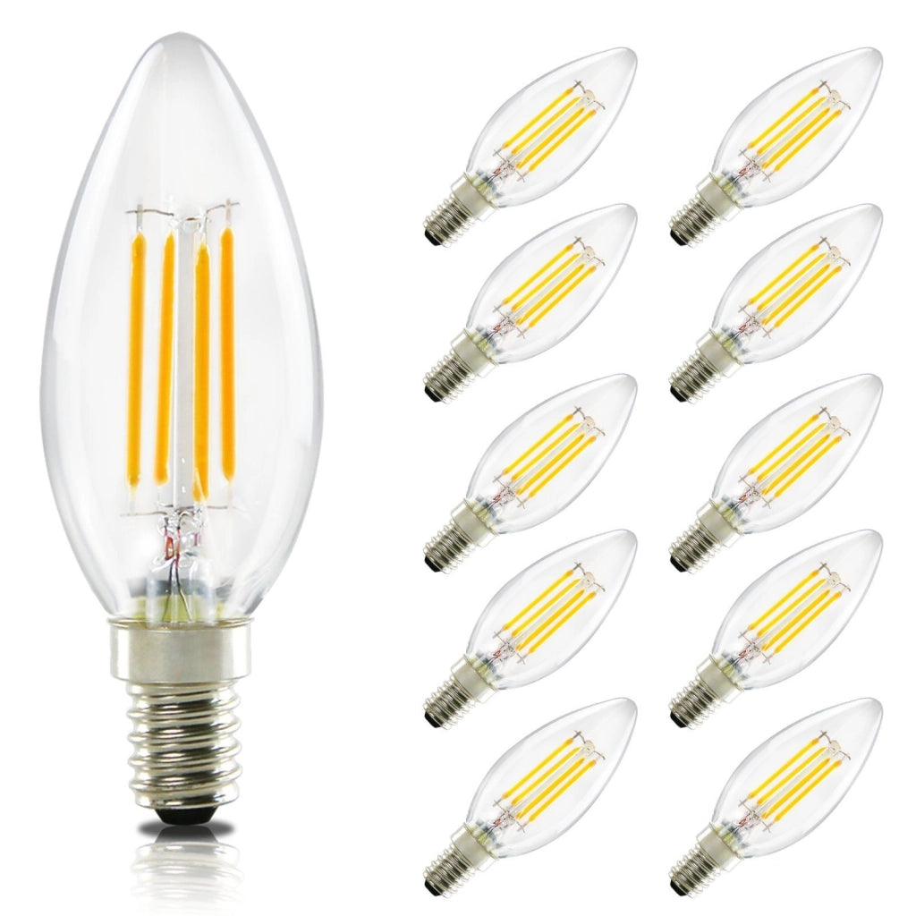 ZMH Confezione da 10 lampadine LED E14 lampada a candela bianco caldo da 4W 2700K con filamento Edison C35