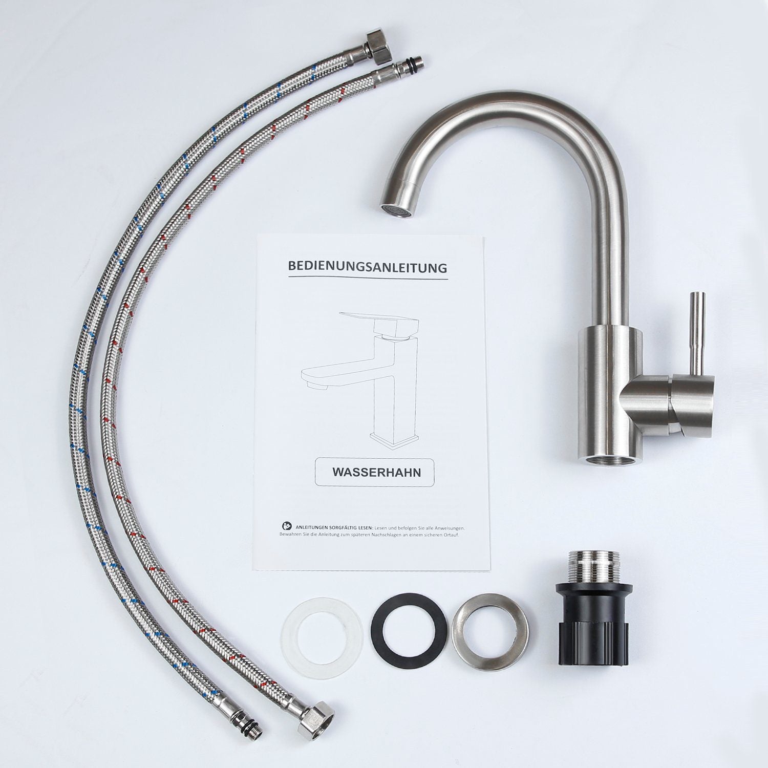 ZMH Miscelatore per lavabo  Lavabo Leva girevole ad alta pressione in acciaio inox