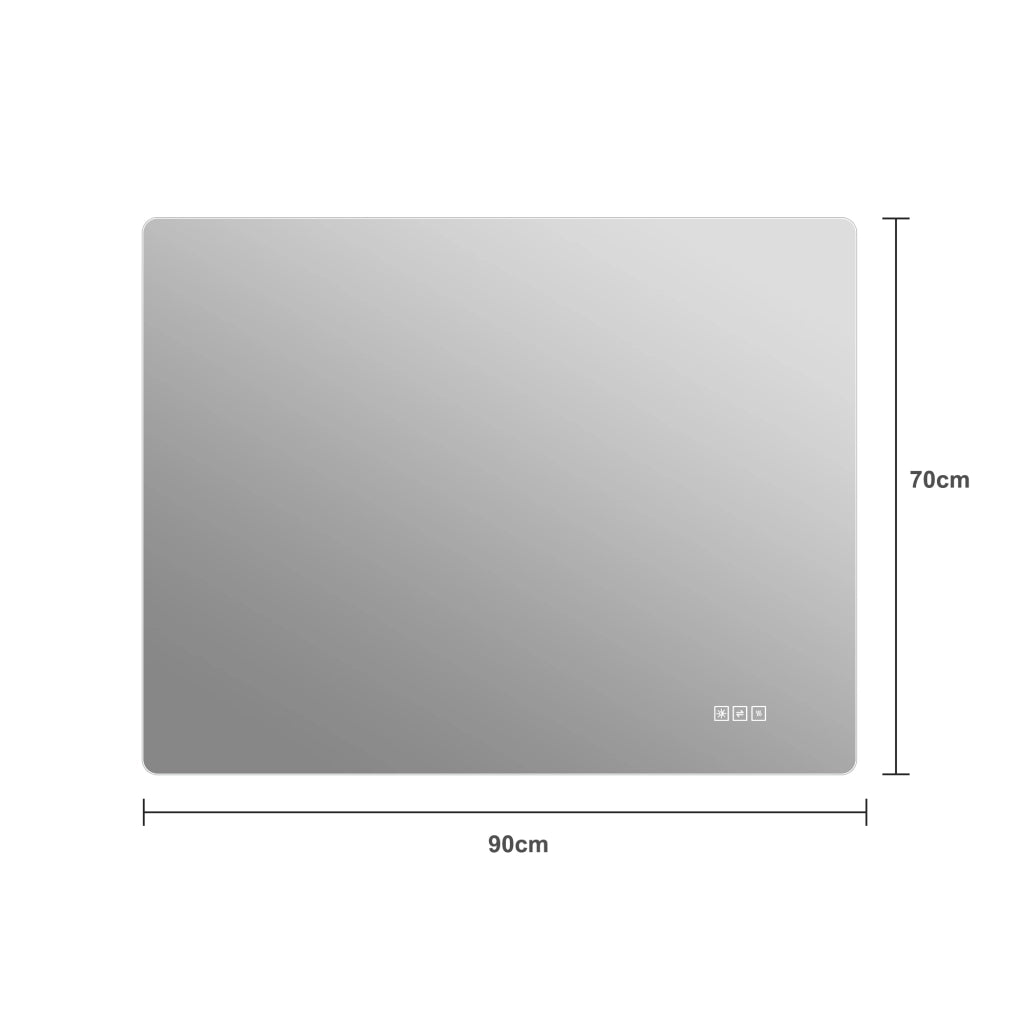 SPECCHIO LED 70x90 cm rettangolare in vetro e metallo argento, dimmerabile