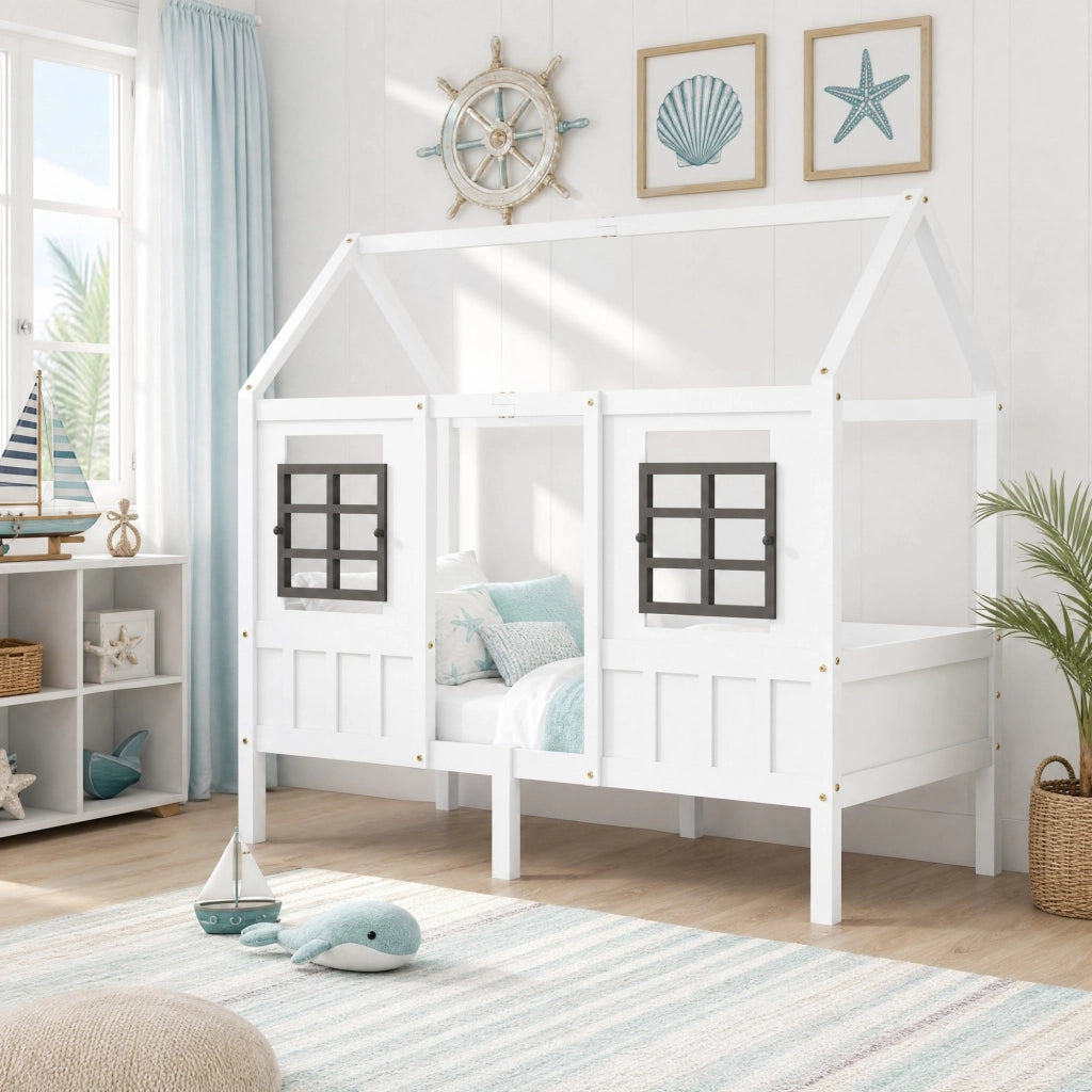 Letto a casetta per bambini 90x200 cm con 2 cassetti