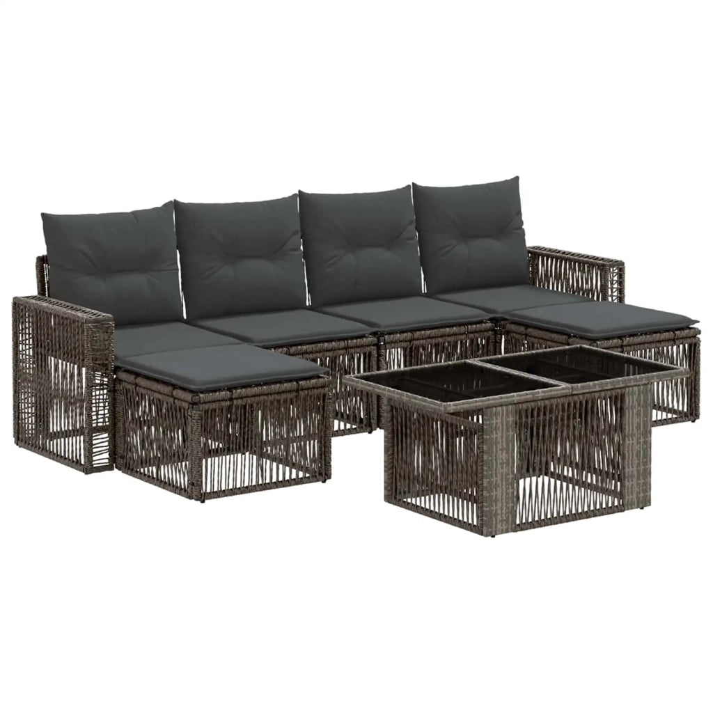 Set Divano da Giardino 7 pz Grigio e Grigio Scuro polyrattan 3436829