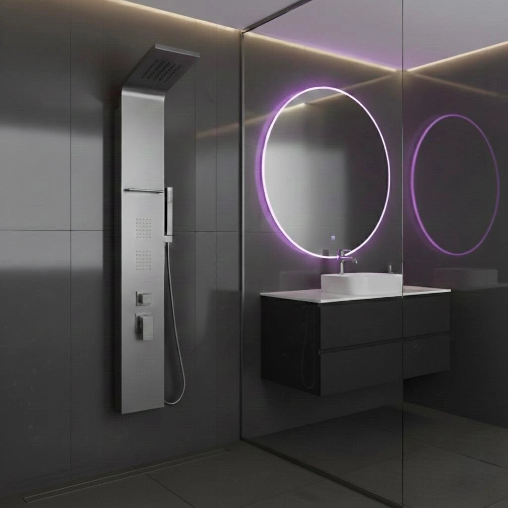 Colonna doccia pannello idromassaggio effetto cascata YH8122 MADRID - Satinato