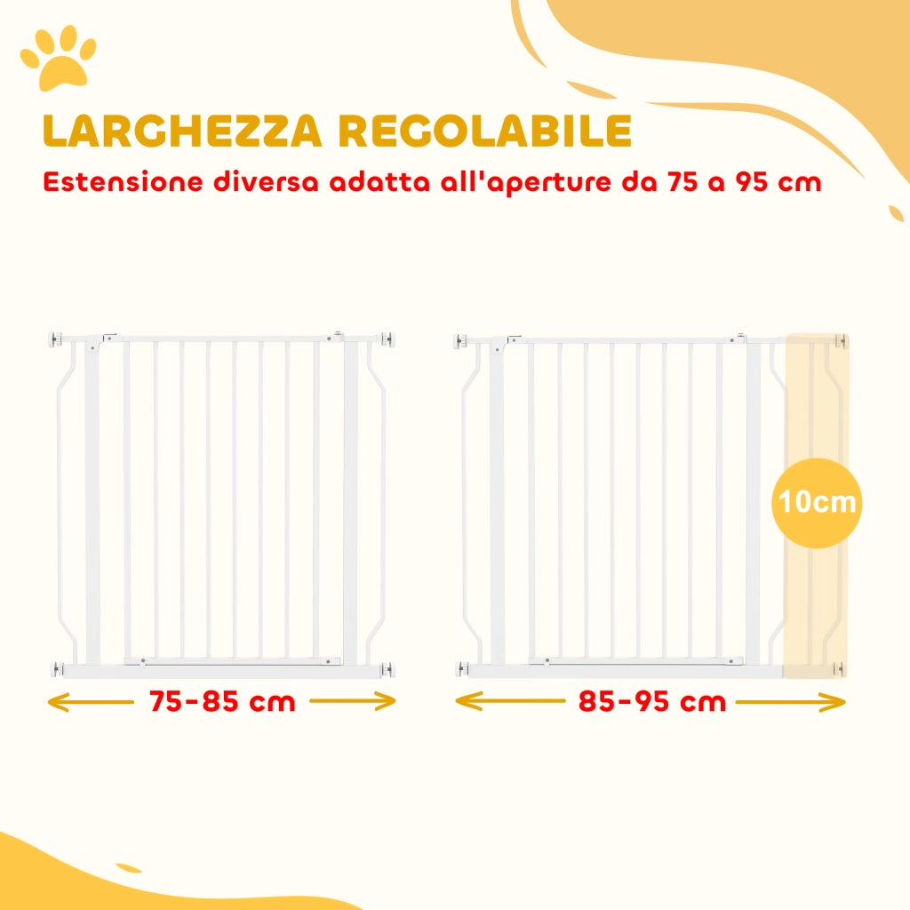 Cancelletto per Cani Regolabile ¨C zephmum ¨C Acciaio e ABS, Bianco, 76x75-95 cm